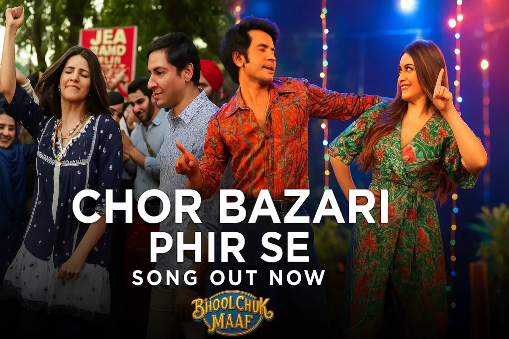 A promotional digital photograph for the Bollywood song “Chor Bazaari Phir Se” remix featuring vibrant dance visuals with Rajasthani fusion